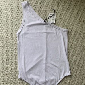 White one shoulder body suit